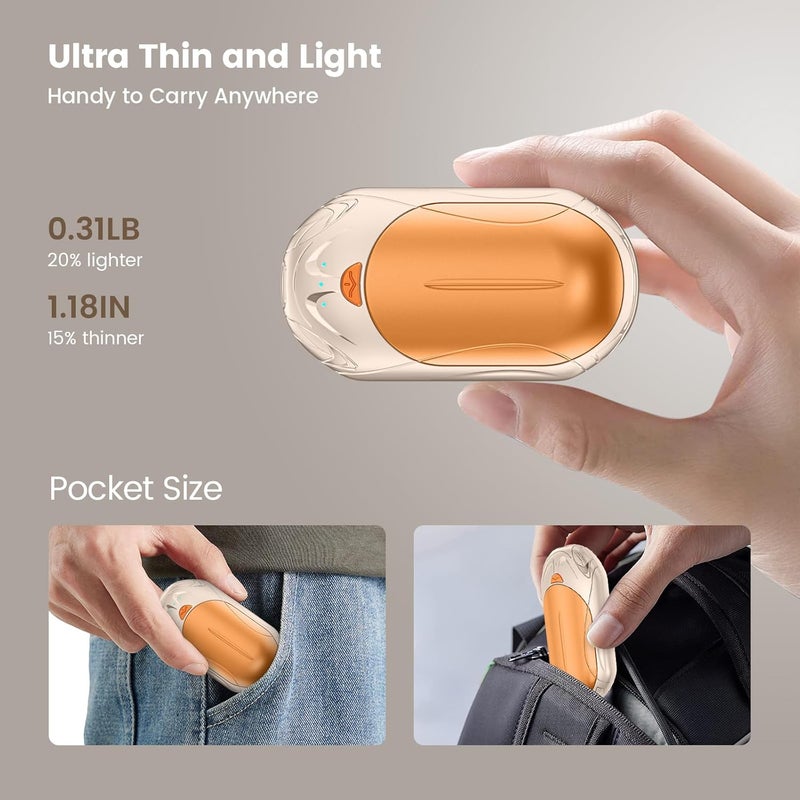 POMPONGO AI Hand Warmers Rechargeable 2 Pack,6000mAh Rechargeable Hand Warmer,20Hrs Long Heating Electric Hand Warmer,Portable Pocket Heater,Pocket Size Hand Warmer, Gifts for Christmas - Image 5